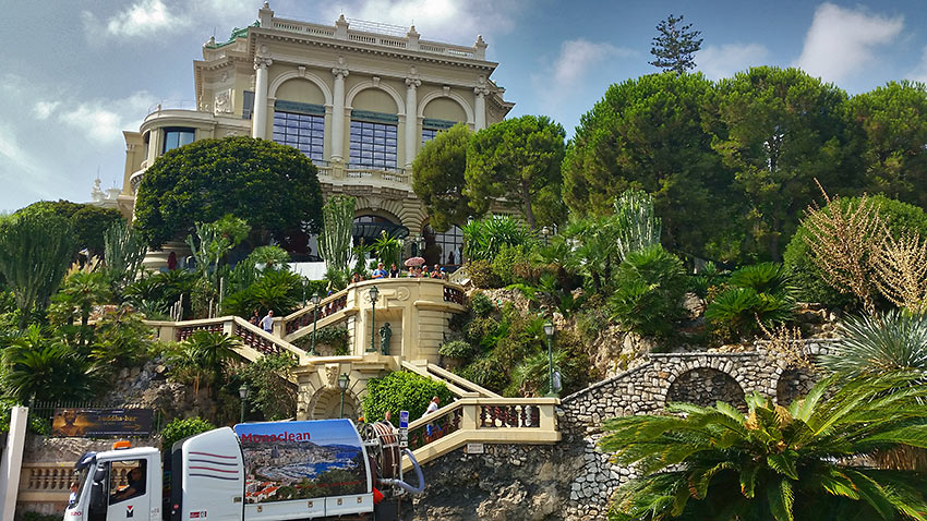 steep terrain leading to the backside of the Casino de Monte-Carlo