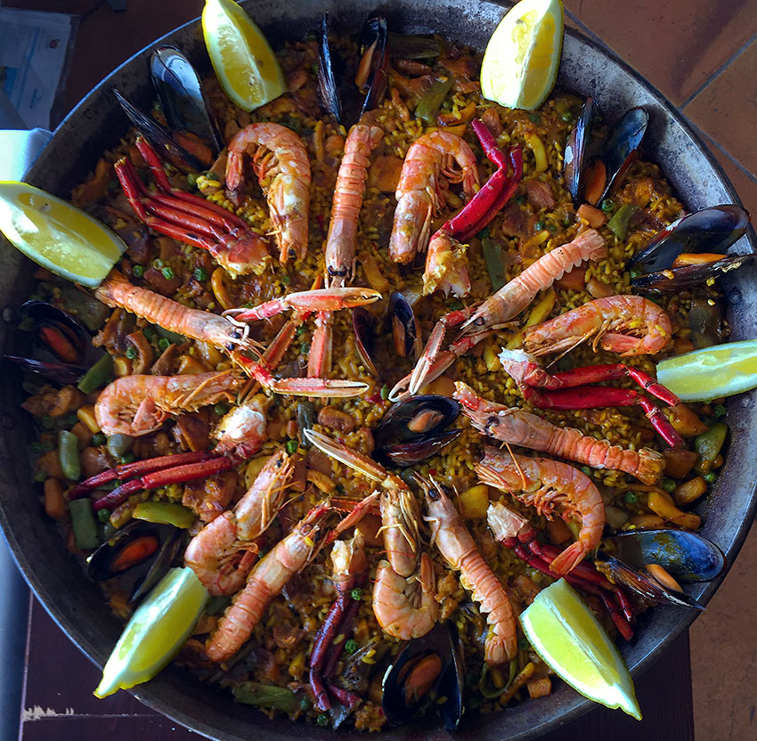 seafood paella at a Mallorca restaurant