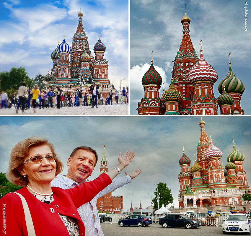 St. Basil’s Cathedral, Re Square, Moscow, with Vera and Gennady