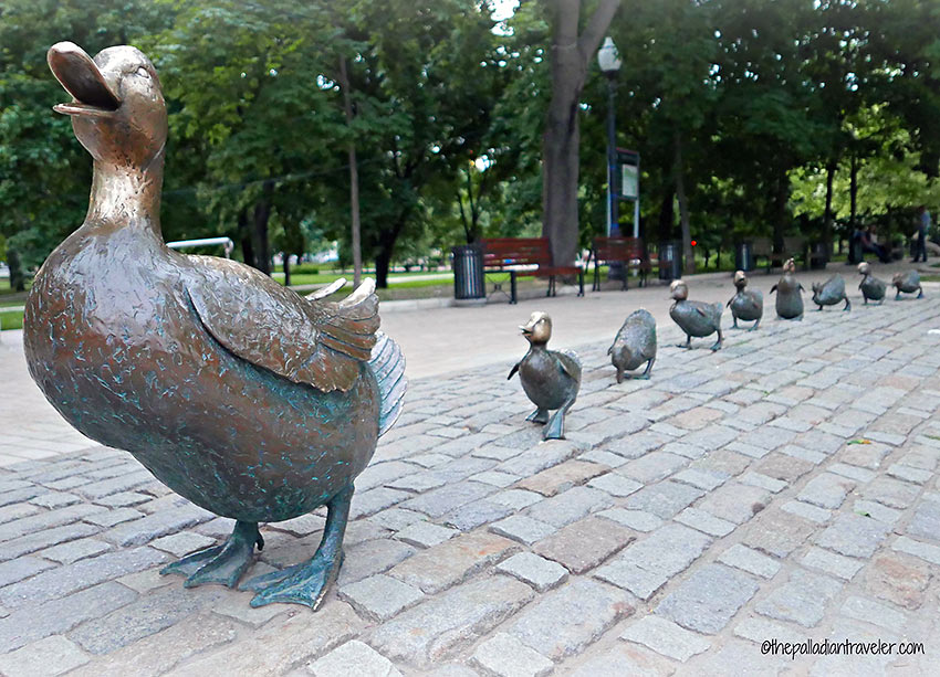 mother duck and duckling statues at Novodevichy Park, Moscow