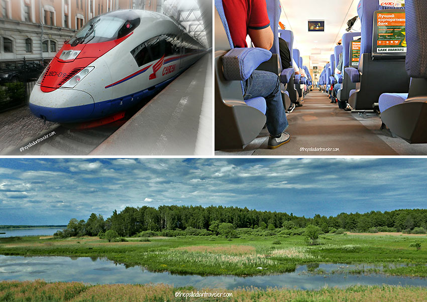 Sapsan Seven-Six-Fiver bullet train and scenery on the way to Moscow