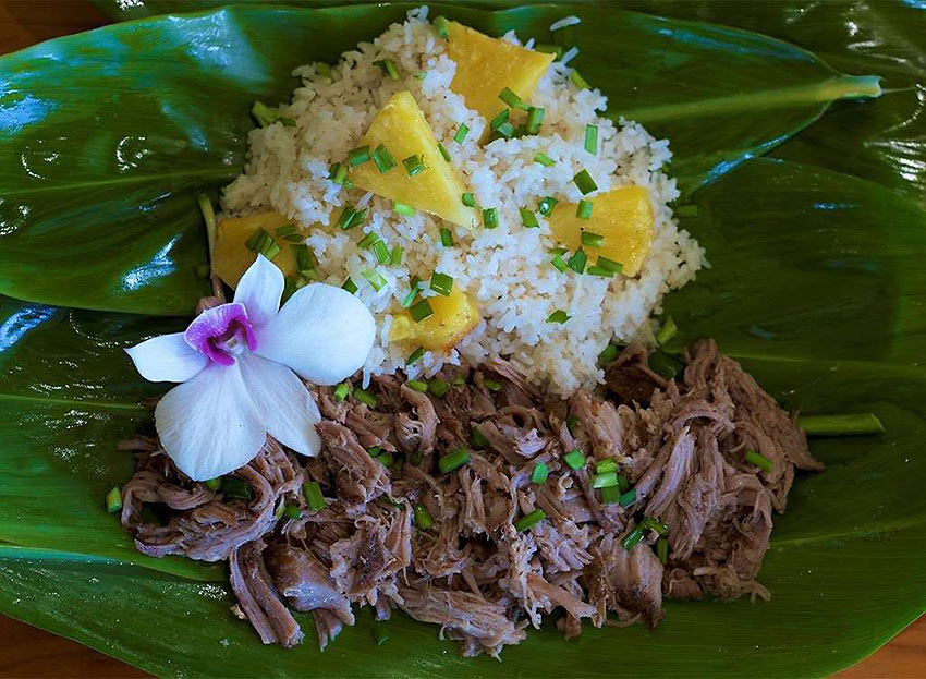 Hawaii: Plate Lunch with Kalua Pig and Rice