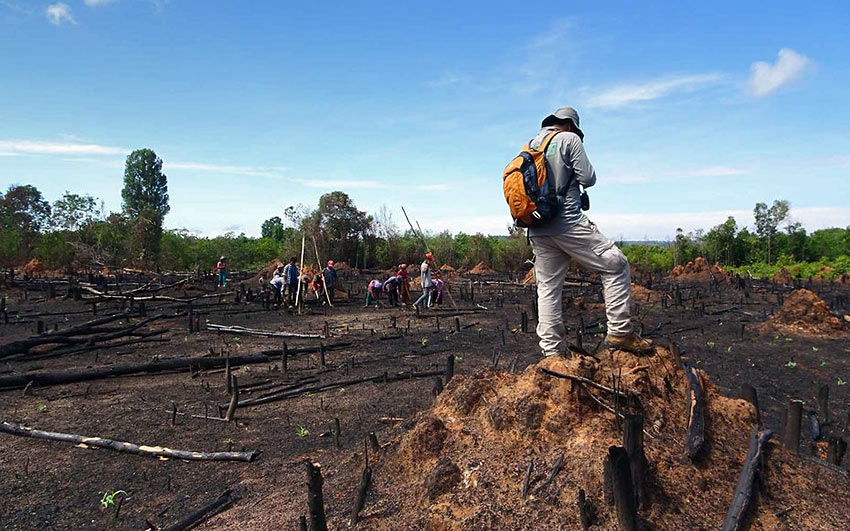 excavating at the Mahendraparvata site, Cambodia