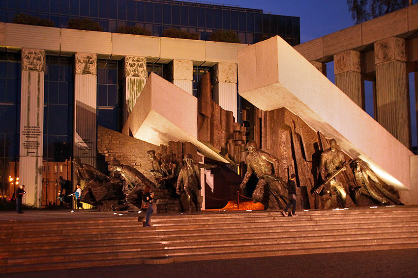 Warsaw Uprising Monument at night