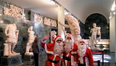 Santa Claus stand-ins at the Antalya Archeological Museum