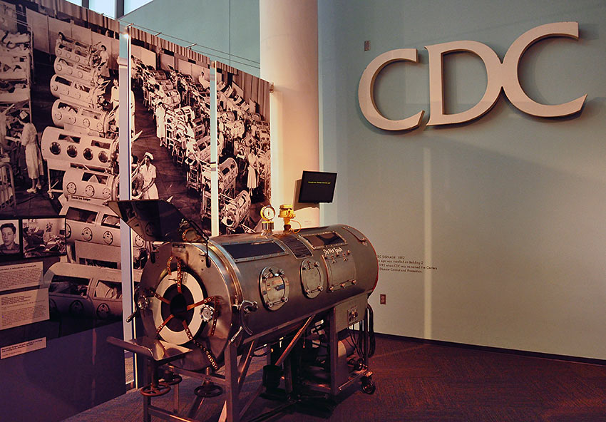 iron lung display at the CDC Museum, Atlanta