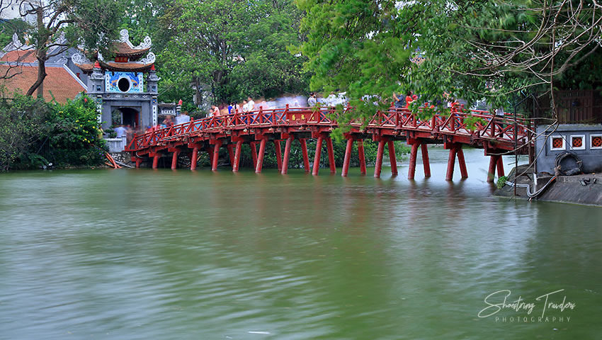 Hoan Kiem Lake with the iconic red bridge