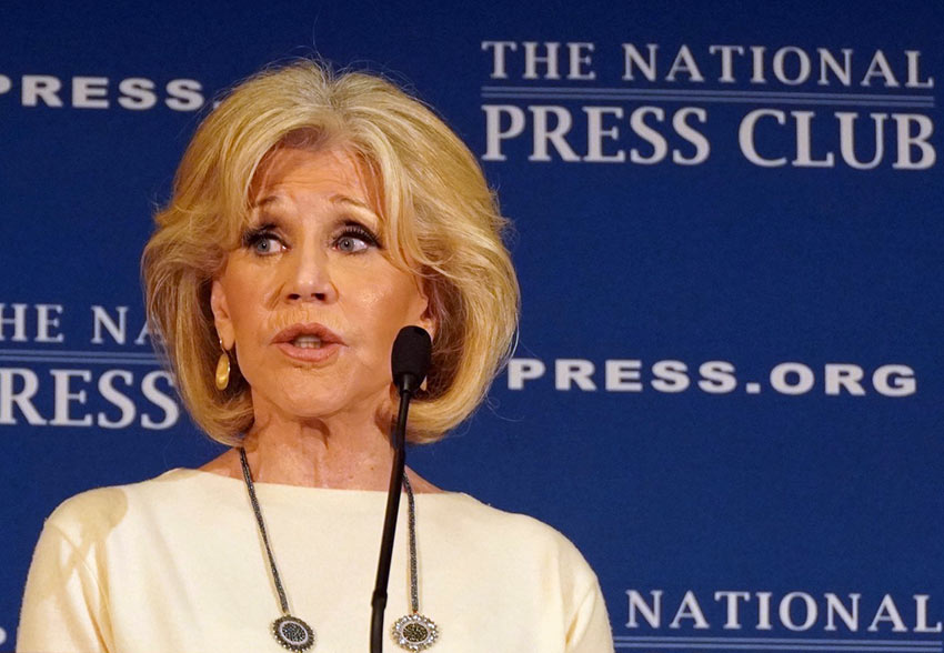 Jane Fonda speaking at the National Press Club