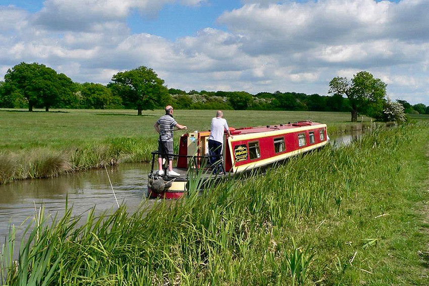 narrowboat on UK waterway