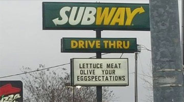 Rodney's Puns: Subway Drive-Thru