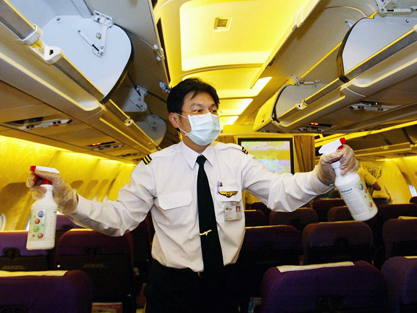 disinfecting plane interior