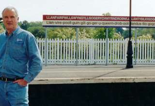 John Clayton on Welsh train station platform