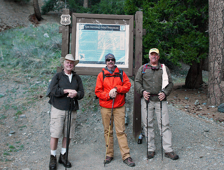 three friends on a hike to Mt. Baldy