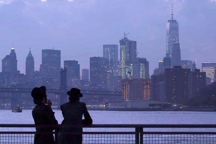 Manhattan skyline as seen from Brooklyn.