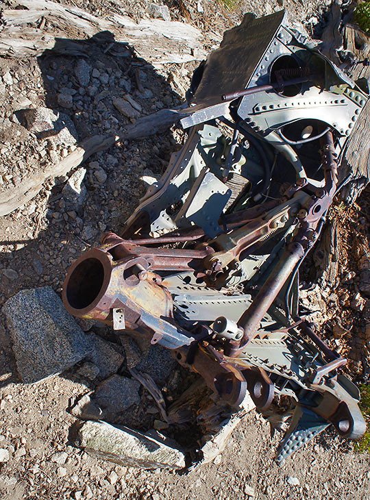 wreckage of two F-6 Hellcat fighter planes that crashed in 1949