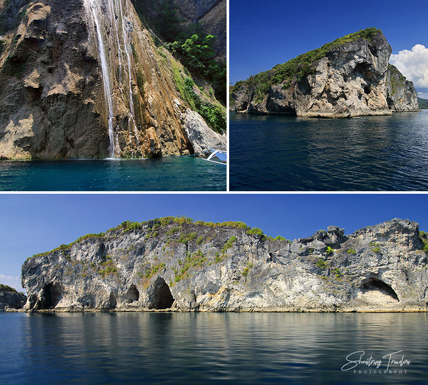 Catandayagan Falls and rock islets off Ticao Island