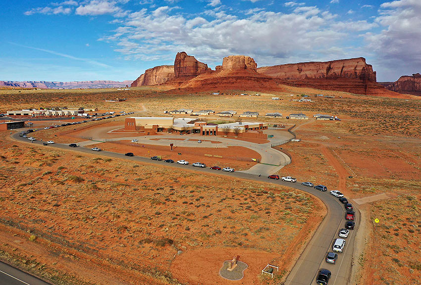 Covid-19 test line at Navajo Nation