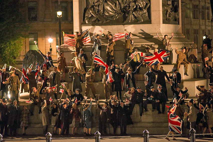 Jubilant Londoners celebrate VE Day in Trafalgar Square