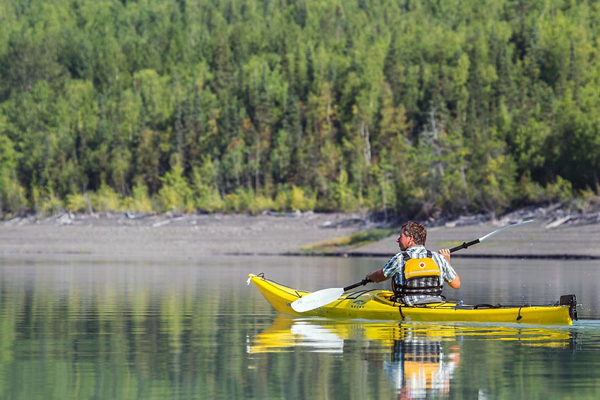 kayaking at Eklutna Lake, Alaska