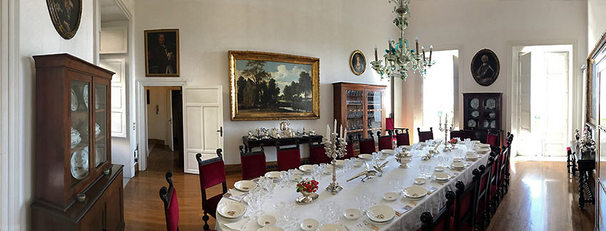 elegant dining room at the Palazzo Lanza Tomasi