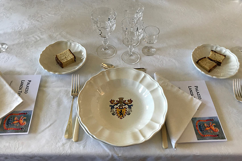 single place setting at the Palazzo Lanza Tomasi