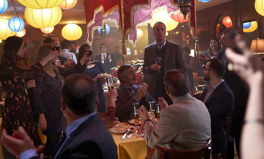 Jim (David Thewlis) joins in on a celebration in a Brazilian restaurant