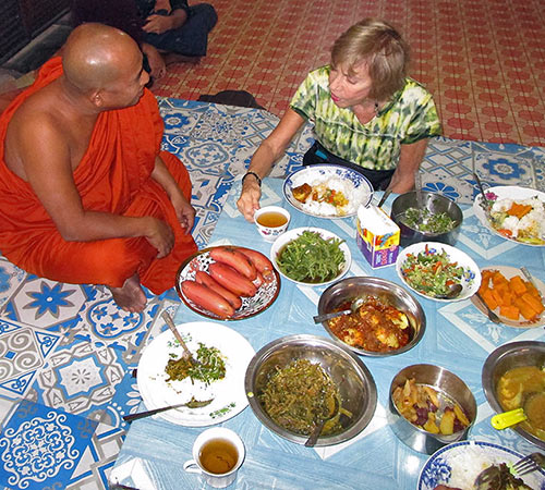 Fyllis with monk, Myanmar