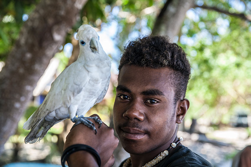 Mike Tohabellana with pet cockatoo