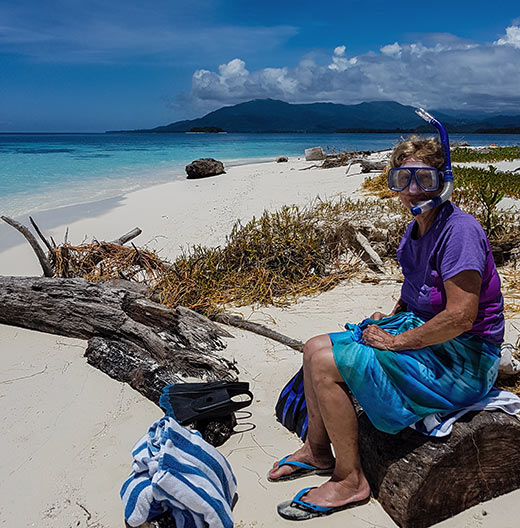 ready for snorkeling at an island near Fat Boys Resort