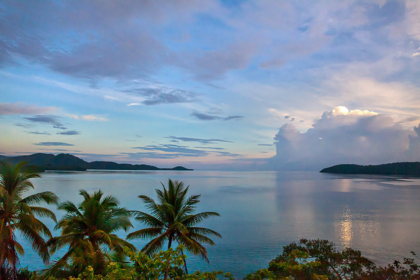 twilight at one of the islands in the Solomons