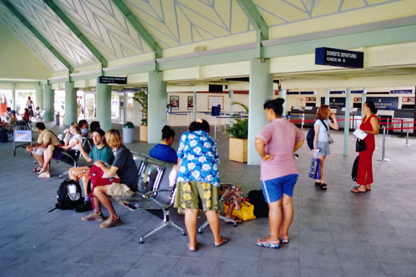 inside Aitutaki International Airport terminal