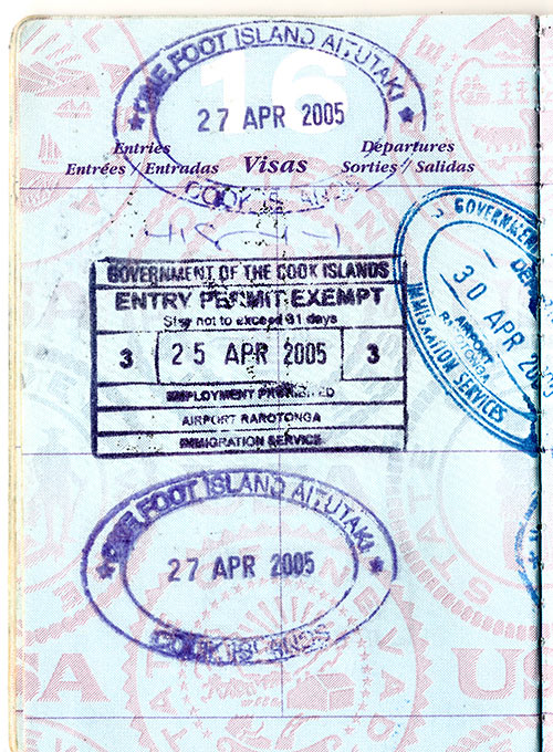 One Foot Island Customs stamp