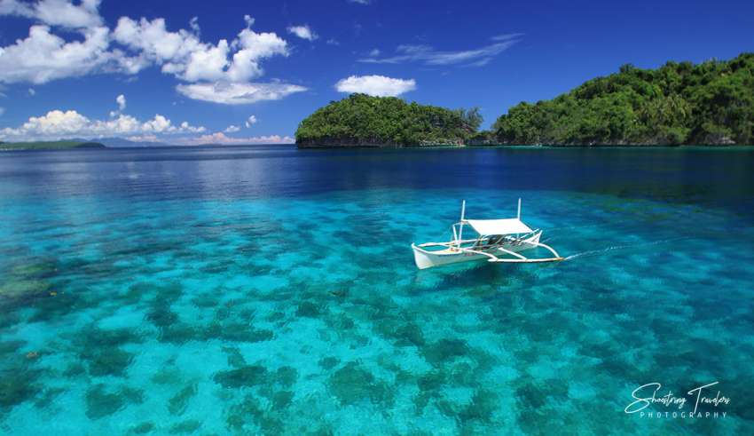 outrigger boat at Babas Cove, Basilisa, Dinagat, Philippines