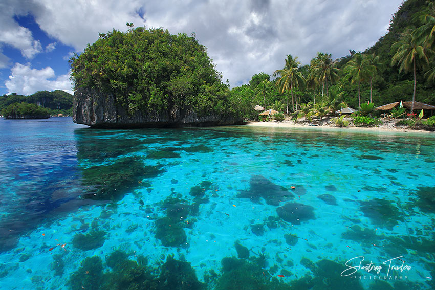 karst landscape and white sand beach at Pangabangan Island, Libjo, Dinagat