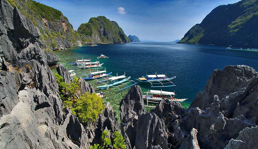 view of some of the islands at Bacuit Bay, El Nido, Palawan, from a vantage point on Matinloc Island