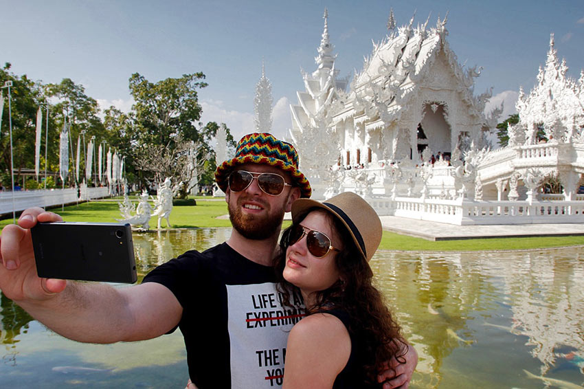 tourists taking a selfie