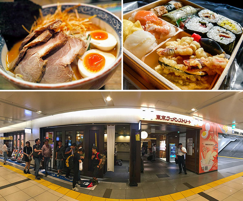 Tokyo train station and Japanese food