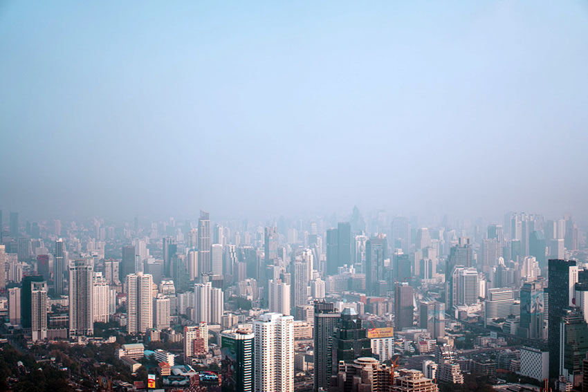 Bangkok skyline smog