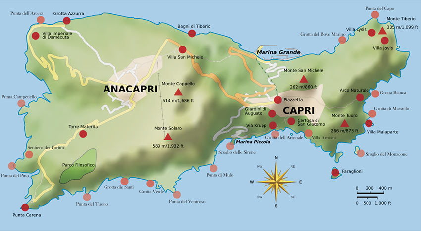 map of Capri Island