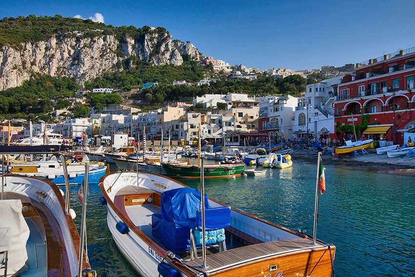 boats and yachts along Capri's coastline