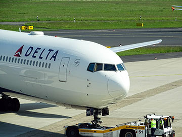 Delta airline plane on the ground