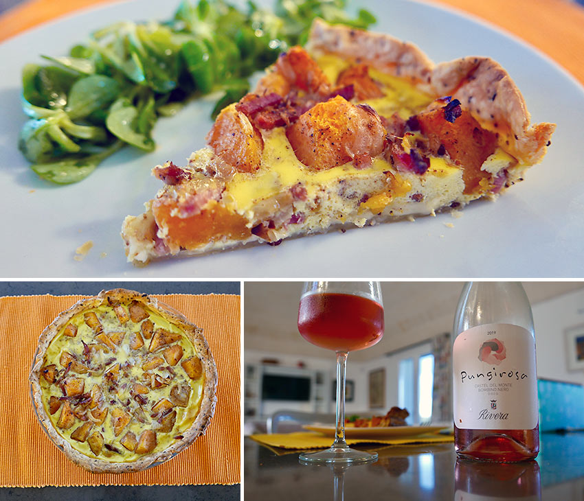 multigrain quiche, green salad and Pungirosa wine