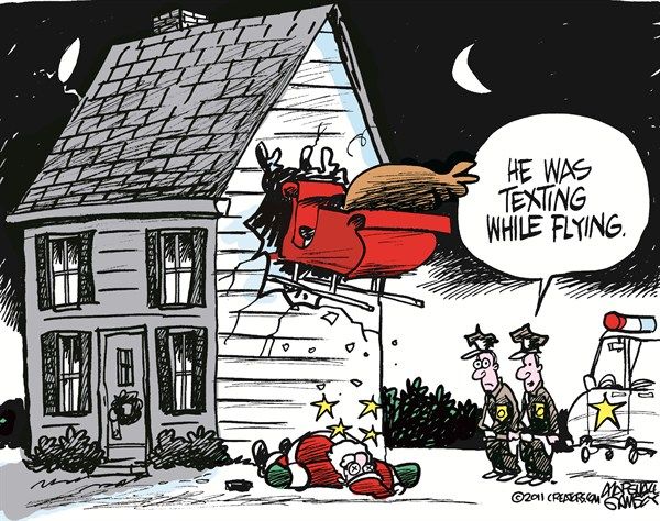 Parting Shots: Texting and Flying Santa