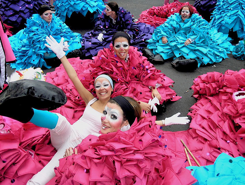 dancers preparing for a carnival parade, on Tenerife, Canary Islands, Spain