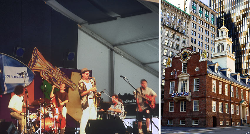 jazz band in New Orleans and the Old State House in Boston