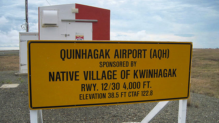 Quinhagak Alaska Airport sign