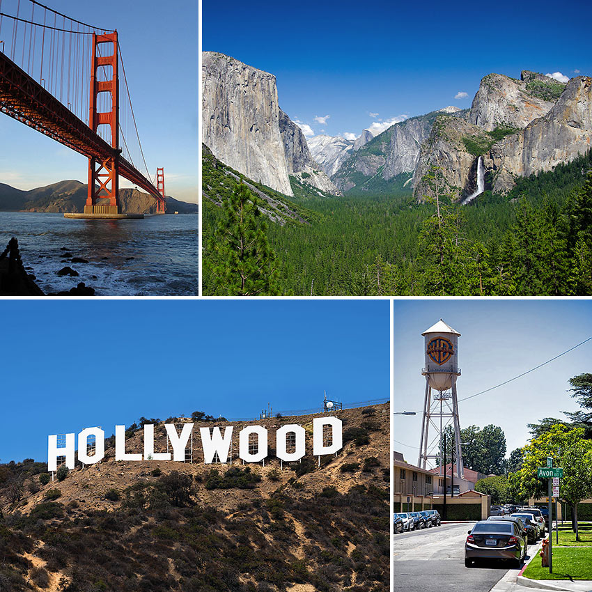 Golden Gate Bridge, Yosemite, Hollywood and Warner Bros.