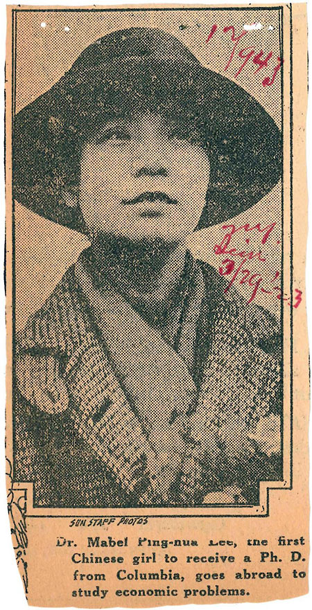 newspaper clipping of Dr. Mabel Ping-Hua Lee