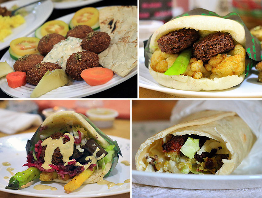 falafel balls and sandwiches