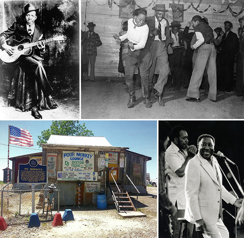 Robert Johnson, Muddy Waters and scenes from the Mississippi delta